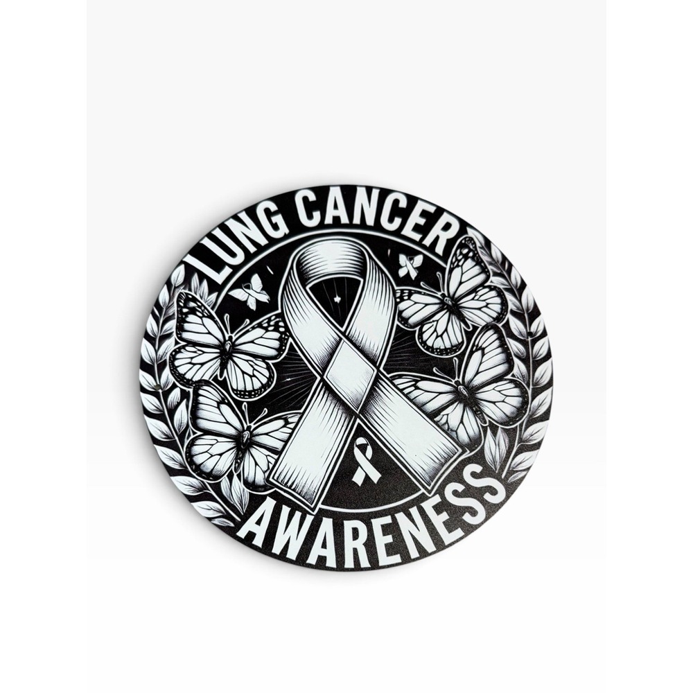 New Novelty Collectible Metal Sign lung cancer awareness grey butterflies ribbon